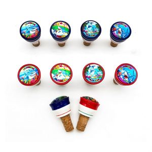Custom Ocean Design Reusable Wine Bottle <b>Stoppers</b> Decorative Art Glass Liquor Wood Cork <b>Stopper</b> Wine Bar Bottle Cork <b>Stopper</b> - Product Image 4