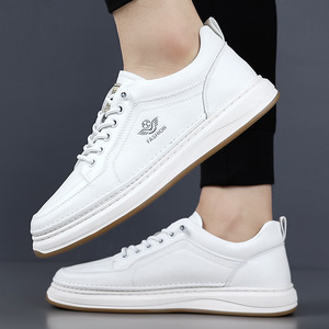 Baskets décontractées blanches pour hommes à lacets, bout rond, tige synthétique, semelle extérieure en caoutchouc, respirantes, chaussures de mode estivales - Product Image 2