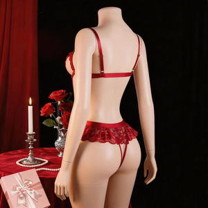 <b>Plus</b>-<b>size</b> Open-crotch <b>Bodysuit</b> Sexy Lace Uniform Women's Seductive <b>Lingerie</b> Sheer Fleece Cotton/Bamboo OEM Ruffle - Product Image 3