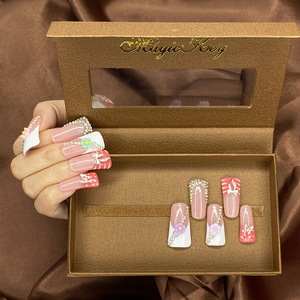 Medio 35mm forma <span class=keywords><strong>de</strong></span> pato que atrae <span class=keywords><strong>uñas</strong></span> hechas a mano brillantes Prensa en puntas francesas precioso duradero reutilizable 10PCS juego <span class=keywords><strong>de</strong></span> <span class=keywords><strong>uñas</strong></span> caseras - Product Image 1