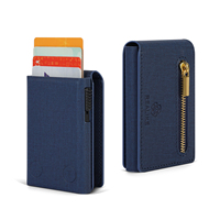 Dompet Kartu Otomatis dengan Kantong Resleting, Kulit PU Bertekstur Silang, Tempat Kartu Kredit & ID Anti-Selip dengan Logo Kustom
