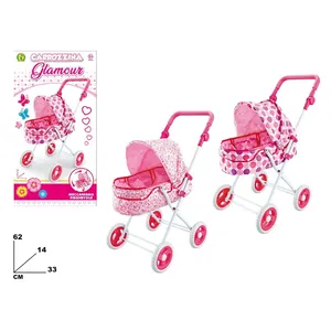 Poussette pour poupée Carrozzina Glamour Pink avec mécanisme pliable pour jeux d'enfants 62x33x14 cm - Product Image 1