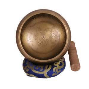 ชามร้องเพลงทองเหลืองทำด้วยมืองานฝีมือโลหะคุณภาพระดับพรีเมี่ยมจากเนปาลสำหรับการทำสมาธิและการรักษาการออกแบบแกะสลักเป็นของที่ระลึก - Product Image 6