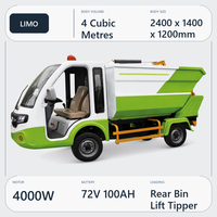 Camion de collecte des déchets résidentiels à quatre roues avec benne arrière et système de levage, véhicule sanitaire avec groupe hydraulique