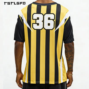 Camisetas de Hombre de Alta Calidad Personalizadas con Cuello en V y Rayas Amarillas y Negras, OEM/ODM, de Secado Rápido, de Poliéster - Product Image 2