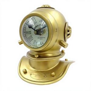 Decorative Elegant Diving Helmet Portable Nautical Desktop <b>Clock</b> <b>Bedside</b> Tabletop Display Elegant Gold <b>Clock</b> Showpiece - Product Image 1