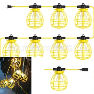 Guirnaldas de Luces para Exteriores E26 E27, Bombilla Amarilla en Forma de Jaula, Lámpara de Plástico Impermeable para Iluminación Interior y Exterior de Edificios - Product Image 1