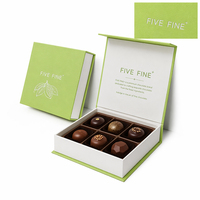 Boîte à chocolat en carton jaune de haute qualité, personnalisée, 6 à 9 pièces, recyclable, de qualité alimentaire, boîte à chocolat magnétique rouge