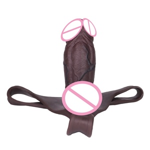 Strap on Hollow <b>Dildo</b> Panties Silicone Black Color G-string Thong Penis Sleeve Cock Enhance Extender Adult Toys for Men - Product Image 4