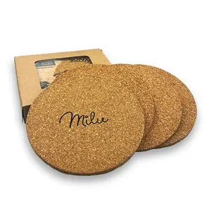 Eco-friendly Round Natural Cork Coaster Custom Logo Promotional Gifts CST006 Vineyards Cork Coaster Round Set of 4 in Stock
