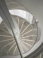 CBMMart Escalier d'intérieur classique personnalisé Escalier en acier Design décoratif Escaliers d'intérieur modernes avec cage d'escalier à LED Bande de roulement en bois