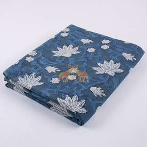 High Quality Lightweight Pure Cotton Twill Fabric New Eco-Friendly Indian Girls Indigo Floral Home Decor Curtains for <b>Boys</b> - Product Image 5