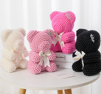 Ours en peluche en mousse PE avec boîte cadeau, rose en ruban, fabrication OEM, pour filles