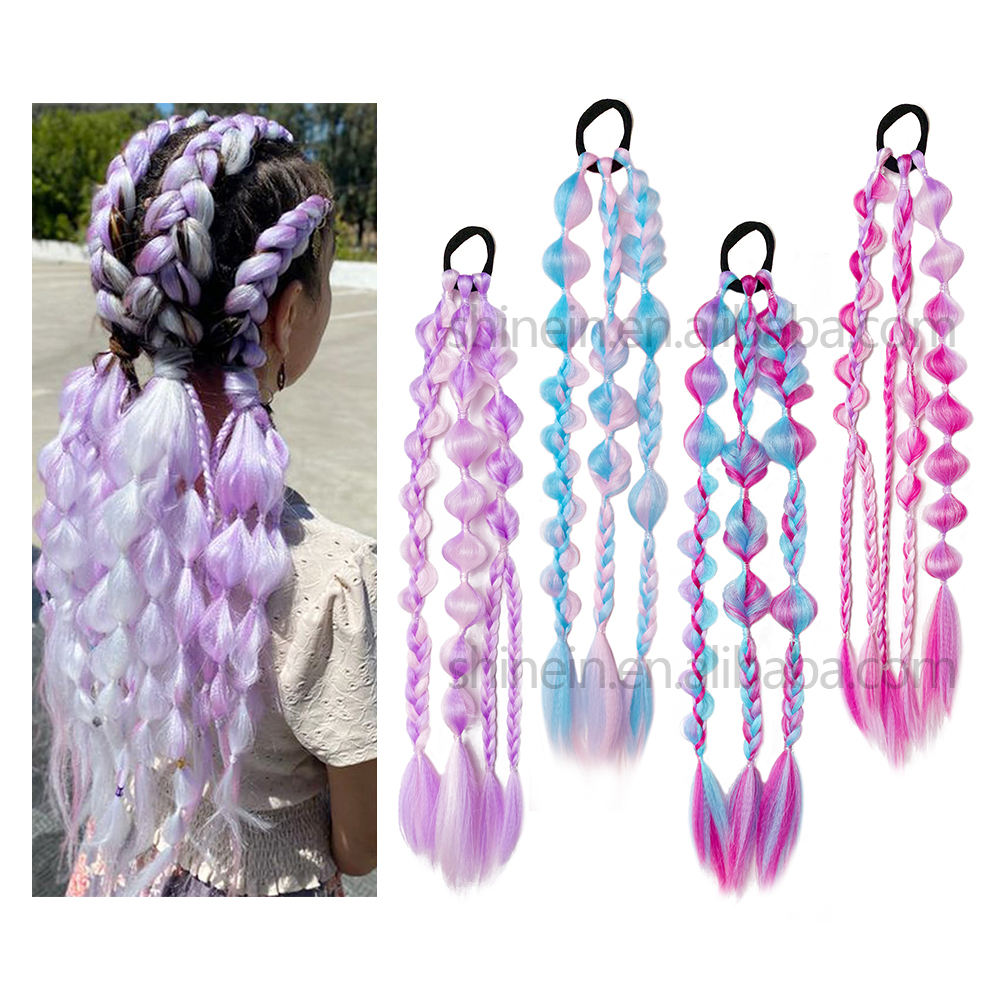 Wholesale 21inch Handmade Ombre Kids Synthetic Twist Bubble Braid Hairpieces Ponytail Box Jumbo Kids Hair Braids Extensions