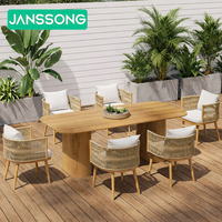 Ensemble de chaises d'extérieur en teck de luxe, table et chaises de patio pour hôtel, chaise de salle à manger en bois pour jardin, mobilier d'extérieur pour hôtel