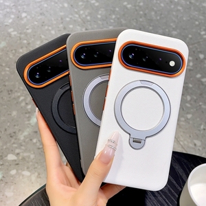 Étui de téléphone en cuir magnétique avec support rotatif à 360 degrés et objectif à grande ouverture <span class=keywords><strong>orange</strong></span> pour Google Pixel 11, Pixel 11 Pro, Pixel 11 Pro XL - Product Image 1