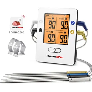 ThermoPro TP25 Termometer Daging Tanpa Kabel, Termometer Digital dengan 4 Probe Berlapis Warna