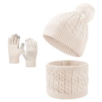 Ensemble pour enfants d'hiver doux Pom Pom Beanie Hat Dot Bow Character Scarf Touchscreen Gants pour enfants Winter Warm Accessories