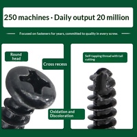 Sekrup Self-Tapping Kepala Bulat Slot Silang Hitam Teroksidasi PT, Sekrup Self-Tapping Ekor Datar Grosir Metrik M2/M3/M4