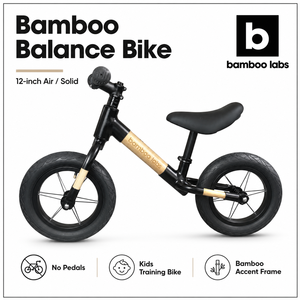 Tricycle à deux roues en bambou, pneus gonflables/solides de 12 pouces, siège rembourré réglable, guidon ergonomique, réglage de la hauteur pour 2-3 personnes - Product Image 3