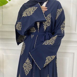 1799# Gold Embroidery Islamic Abaya for Women Middle East Arab Turkey Fashion Trend Ladies <b>Cardigan</b> Robe Dubai - Product Image 3