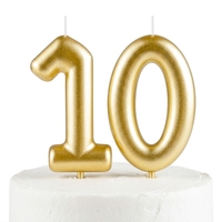 Bougies d'anniversaire en cire de paraffine non parfumées, couleur or métallisé, numéro 10, pour gâteaux, décorations pour filles et garçons, anniversaire