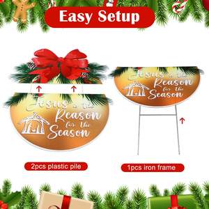 Noël Nativité Scène Yard Signs Stakes PP Matériel Xmas Pelouse Décorations Extérieures pour La Maison Hiver Vacances Jardin Voie - Product Image 3
