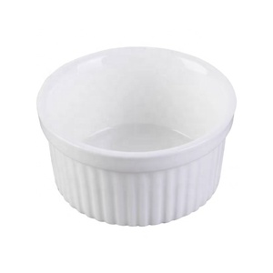 Plats de cuisson en céramique blanche multi-tailles, coupelles à sauce, coupelles à pudding, coupelles à soufflé, ramequins, résistants au four, pour crème brûlée - Product Image 2