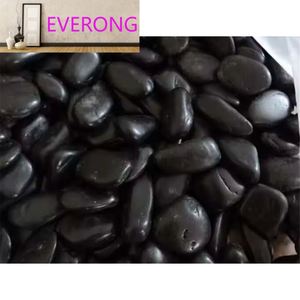 Small Shiny Black Color Cobble <strong>Polish</strong> Garden Landscape <strong>River</strong> Black Pebble <strong>Stone</strong> - Product Image 1