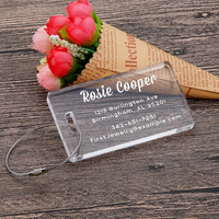 Étiquette de bagage rectangulaire en acrylique transparent, élégante et solide, étiquette d'identification vierge, porte-clés pour sac à dos, pendentif anti-perte