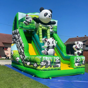 Tobogán inflable comercial de doble carril para niños, para fiestas al aire libre, con diseño de panda. - Product Image 1