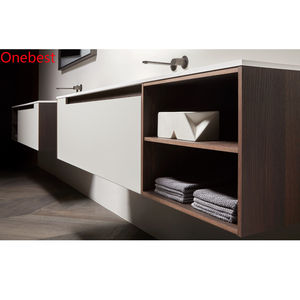 Meuble-lavabo de salle de bain en marbre blanc avec lavabo, meuble de salle de bain d'hôtel d'occasion - Product Image 6