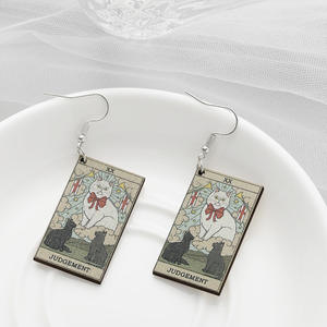 Nouvelles boucles d'oreilles en acier inoxydable écologiques vintage unisexes, style européen américain, motif de carte de tarot, cloche - Product Image 5