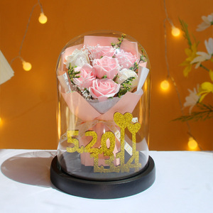 Cadeau de la Saint-Valentin, du Nouvel An chinois, bouquet de roses recouvert de plastique, cadeau d'anniversaire, confession pour petite amie, cadeau écologique, LED nocturne - Product Image 1