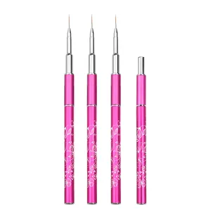 New arrive elegant design pink handle kolinsky Liner brush Nail art brush with laser own logo pattern