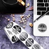 Rouleau d'adhésif noir « Merci » pour sceller les enveloppes, autocollant cadeau personnalisable, matériau adhésif décoratif pour mariage et bricolage