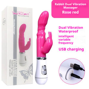 Venta al por mayor recargable conejo vibrador multi-velocidad vibración impermeable cuerpo seguro material adulto sensual masajeador juguete sexual - Product Image 6