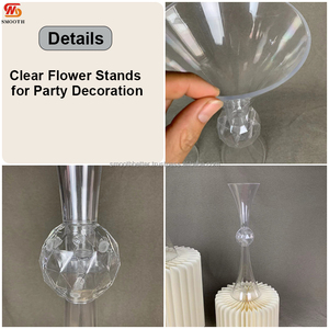Mịn 50cm đôi đầu trumpet hình dạng rõ ràng Acrylic hoa bình hoa đám cưới hoa đứng trong suốt Trung tâm hiển thị - Product Image 2