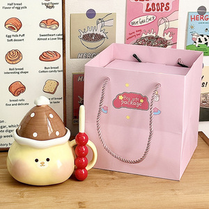 Taza de cerámica con diseño de cerdito de Dragon Nest, con tapa, 301-400ml, taza de oficina resistente al calor para mujer, regalo - Product Image 3