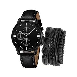 Luxury Men's Quartz Business <b>Watch</b> Custom <b>Leather</b> Strap Set with Glass Dial - Product Image 4