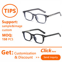 Lunettes anti-lumière bleue Sunray OEM personnalisées, monture carrée TR pleine, verres transparents, rivets en forme de flèche, charnière métallique, double point.