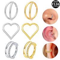 G23 cincin hidung Septum Titanium, perhiasan tiga/Hoop ganda & CZ tindik hidung Conch Helix Daith Rook Tragus