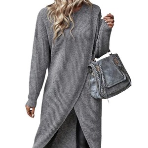 2025 Vintage malha estilo coreano camisola vestido outono casaco longo das mulheres com botão solto <span class=keywords><strong>Cardigan</strong></span> decorado para desgaste da praia - Product Image 1
