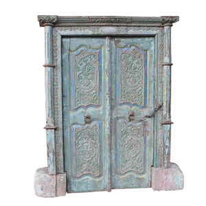 Artisanat Haswani, porte en bois massif sculptée à la main de luxe avec cadre, design vintage et historique - Product Image 1