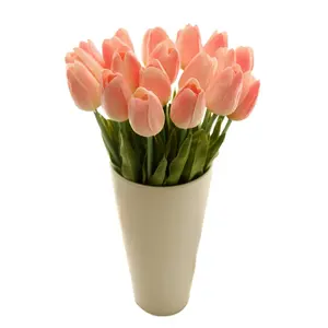 Atacado de flores decorativas em pu, coroa de tulipa artificial com decoração