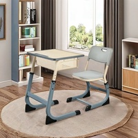 Table et chaise d'école pour étudiants, structure métallique réglable en hauteur, mobilier de classe moderne