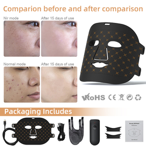 Mascarilla <span class=keywords><strong>Facial</strong></span> <span class=keywords><strong>LED</strong></span> de 7 Colores con Terapia de Luz, Dispositivo de Belleza Eléctrico a Prueba de Agua con Mango de Cobre y Goma - Product Image 3