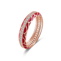 Band Finger Jewelry Cubic Zircon Snake Band Diseño rojo Precio bajo 925 Plata Esmalte Color Anillo Plata