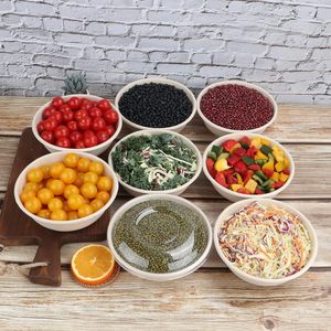 Bol à salade jetable écologique et biodégradable en bagasse de canne à sucre de 32 oz avec couvercles, blanc/naturel, moderne, pour le camping, sans danger pour les aliments - Product Image 6