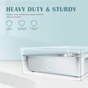 กระบะทรายแมวสแตนเลสขนาดใหญ่พิเศษแบบเปิดพร้อมขอบสูงสำหรับแมว - Product Image 6